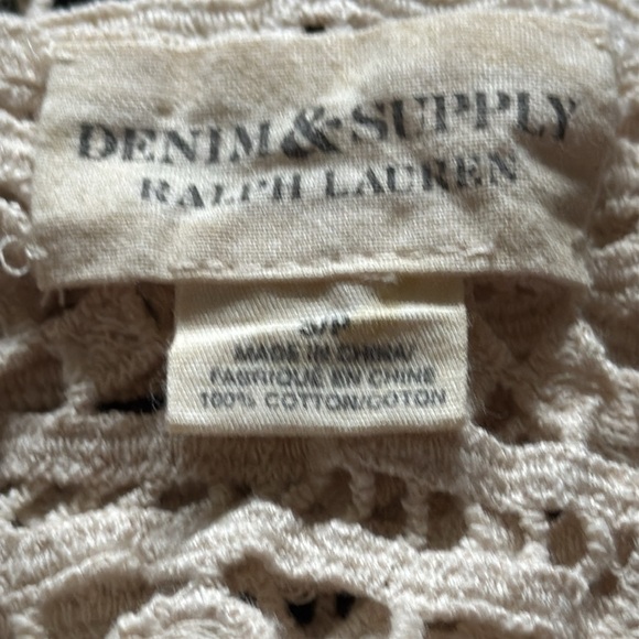 Denim & Supply Ralph Lauren Fringe crochet cropped ivory top Sz S/P - Picture 6 of 8